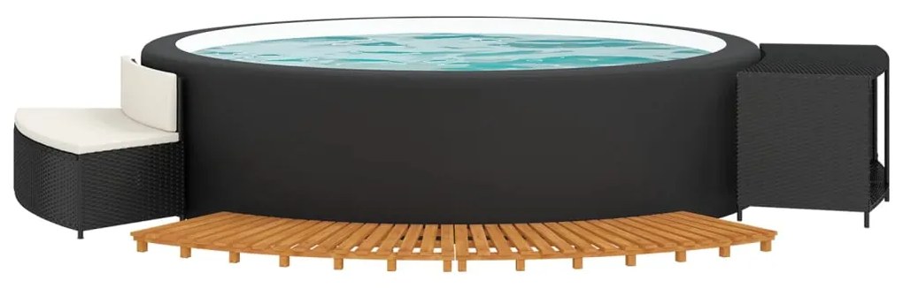 Rám k vírivke, čierny, polyratan a akáciový masív