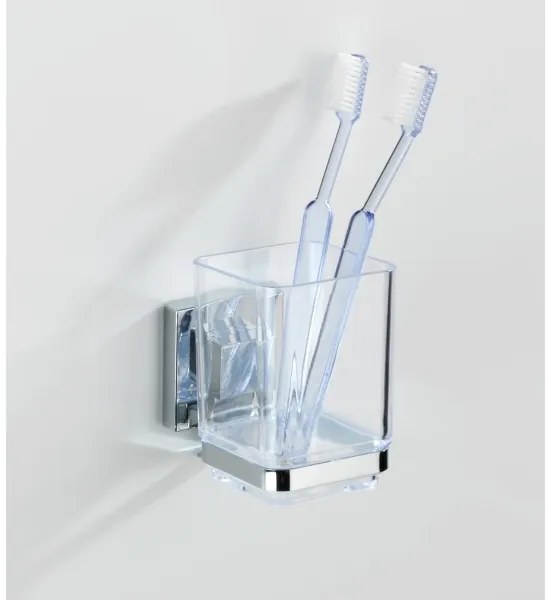 WENKO 22680100 -Pohárik VACUUM-LOC QUADRO ED 7,5x10 cm strieborný/lesklý chróm/priehľadný