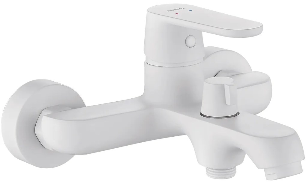 Kuchinox Dima, nástenná vaňová batéria s keramickým prepínačom sprchy, biela matná, LAV-BQD_610D