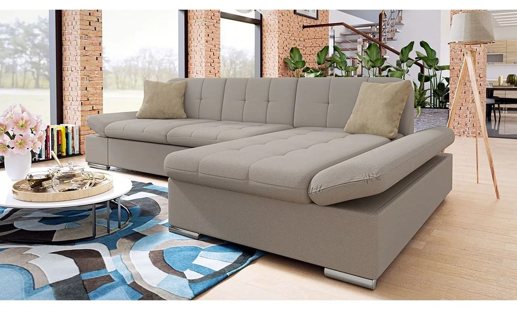 Rohová rozkladacia sedacia súprava Laviva Premium, Dostupné poťahy: Maya 07 + Maya 07 + Maya 02, Strana: ľavá