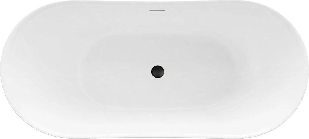 Rea Ferrano Slim, voľne stojaca vaňa 170x73 cm, imitácia kameňa, čierny click-clack, KPL-W6505