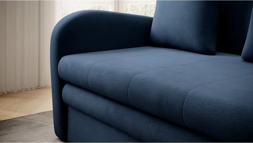 Modrá zamatová rozkladacia pohovka 130 cm Ario – ELTAP