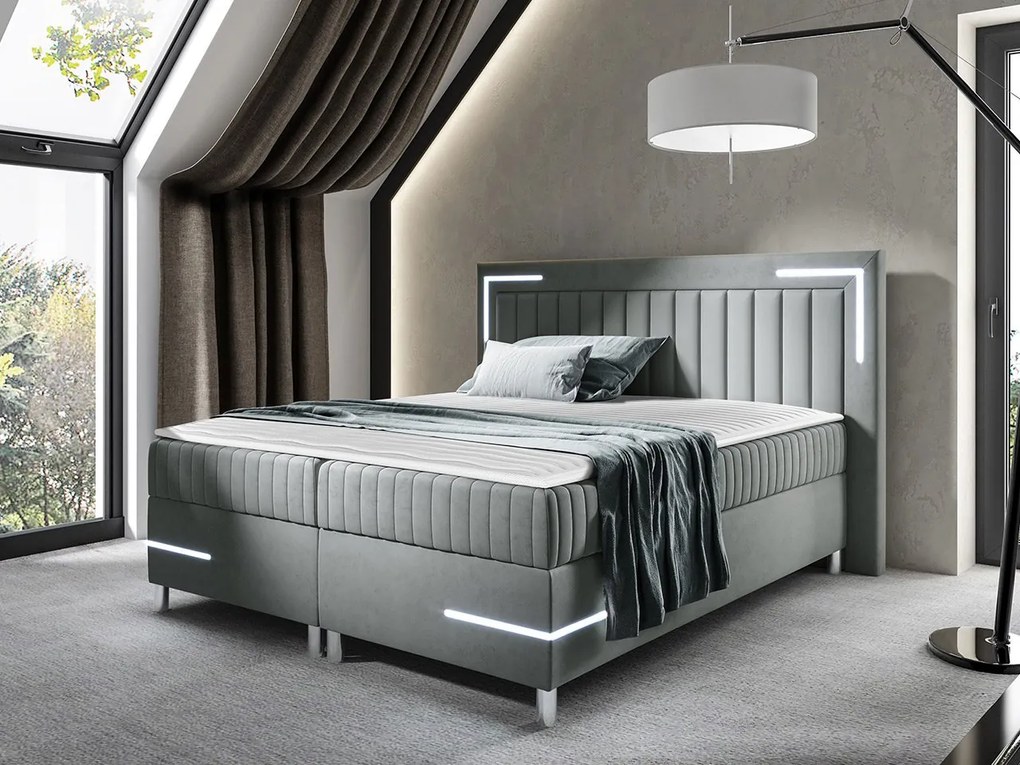 Kontinentálna posteľ Suhak 3 LED, Rozmer postele: 120x200, Dostupné poťahy: Velutto 15