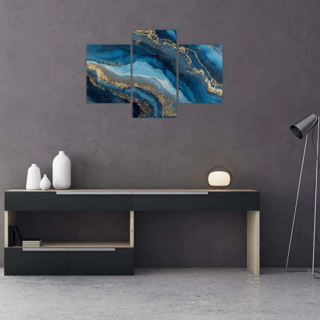 Obraz - Modrá mramorová abstrakcia (90x60 cm)
