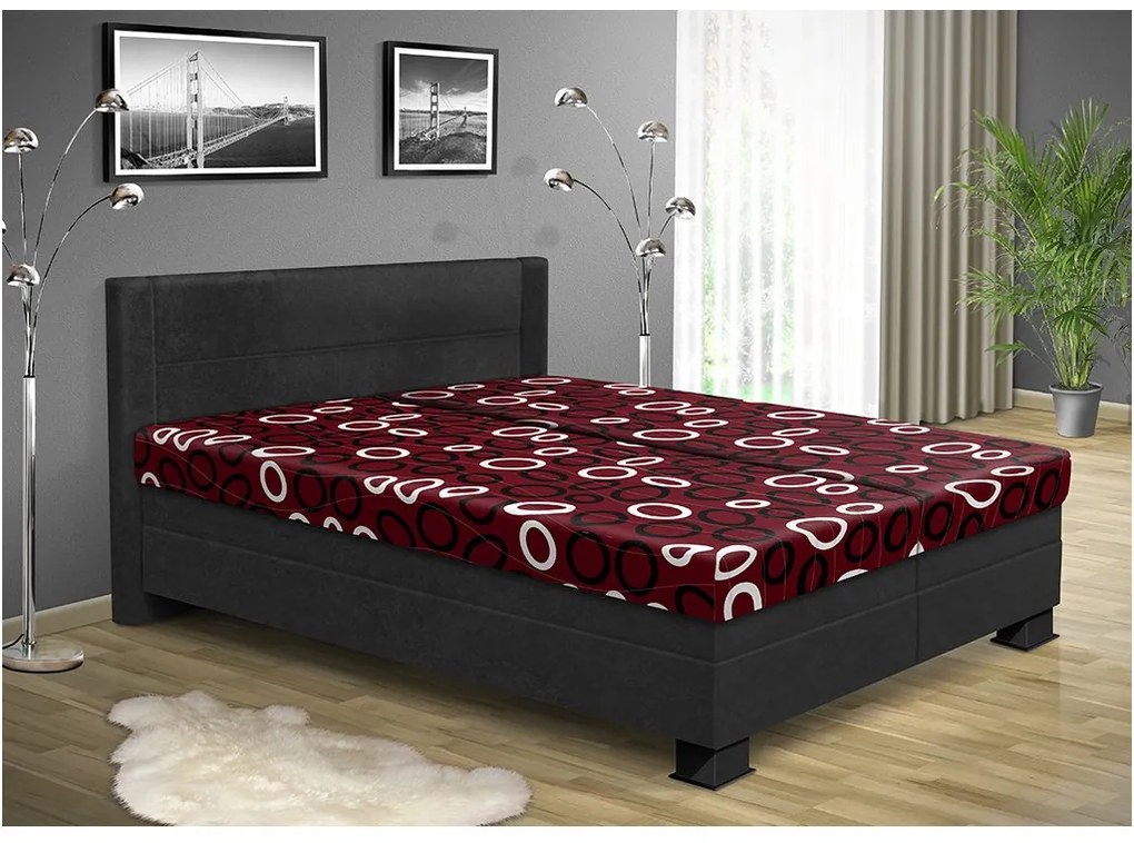 Nabytekmorava Čalúnená posteľ s úložným priestorom ALICE 200 x 180 cm farebné čalúnenie: bordo 30, čalúnenie: Mega 14 černá