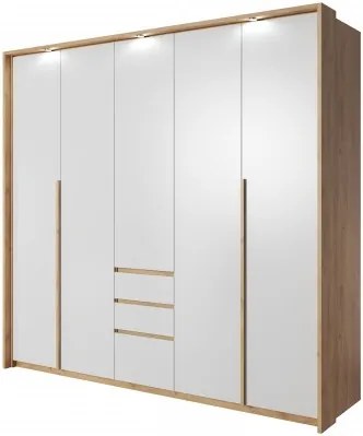 Šatníková skriňa Xelo 230 cm (dub zlatý/biela)