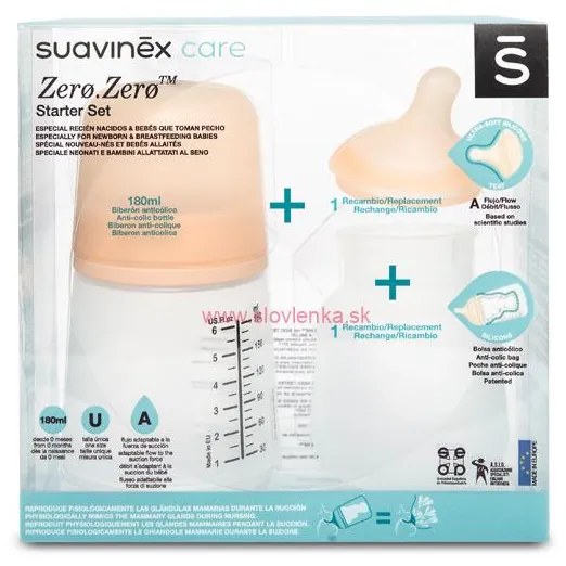 SUAVINEX - ZERO ZERO anti-koliková fľaša 180 ml A sada