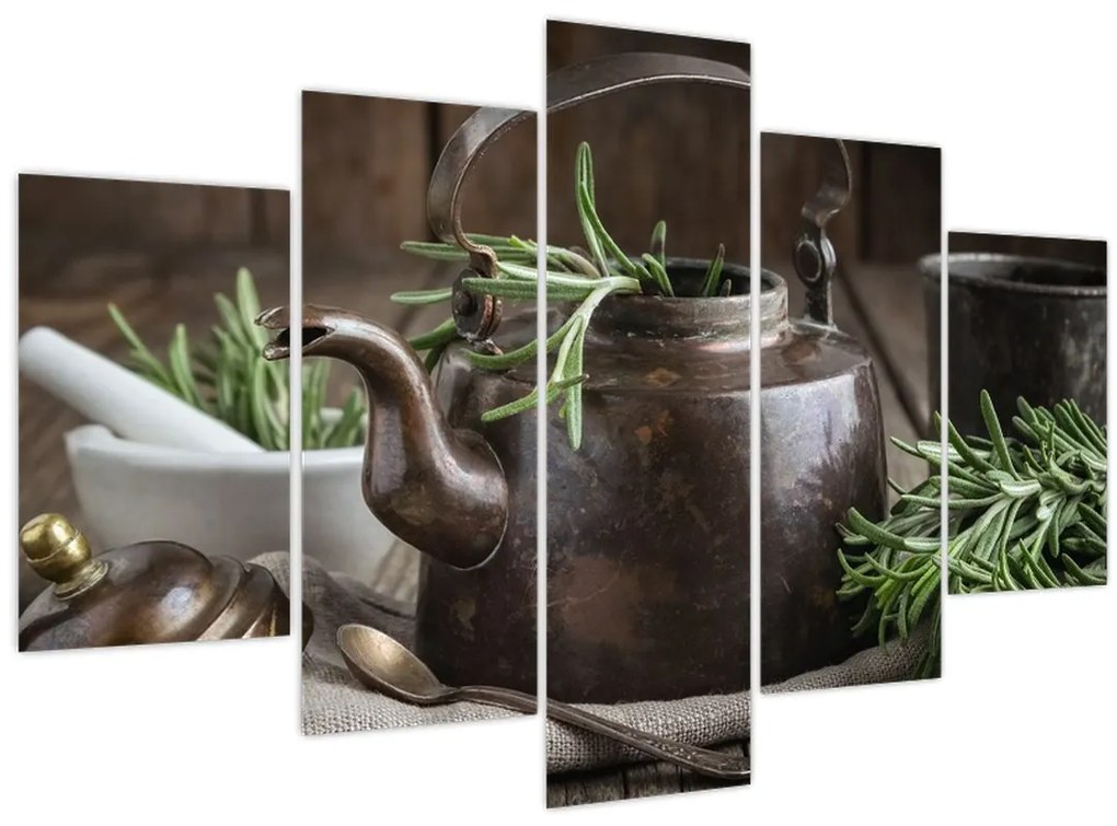 Obraz - Kanvička s rozmarínom (150x105 cm)