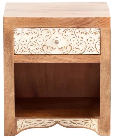 furniture-nabytek.cz - Masívny nočný stolík Delhi z mangového dreva, lakovaný, hnedý – 40×40×45 cm