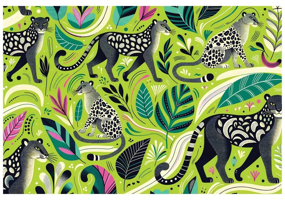 Samolepiaca tapeta leopardy v tropickej džungli