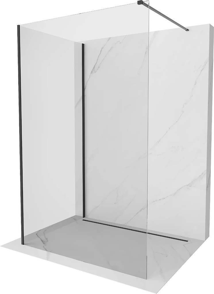 Mexen Kioto, 2-stenová sprchová zástena Walk-In 120 x 95 cm, 8mm číre sklo, čierny profil, 800-120-212-70-00-095