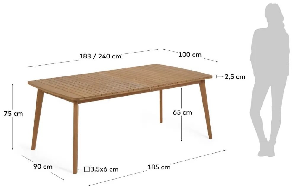 Rozkladací záhradný stôl rose 183 (240) x 100 cm MUZZA