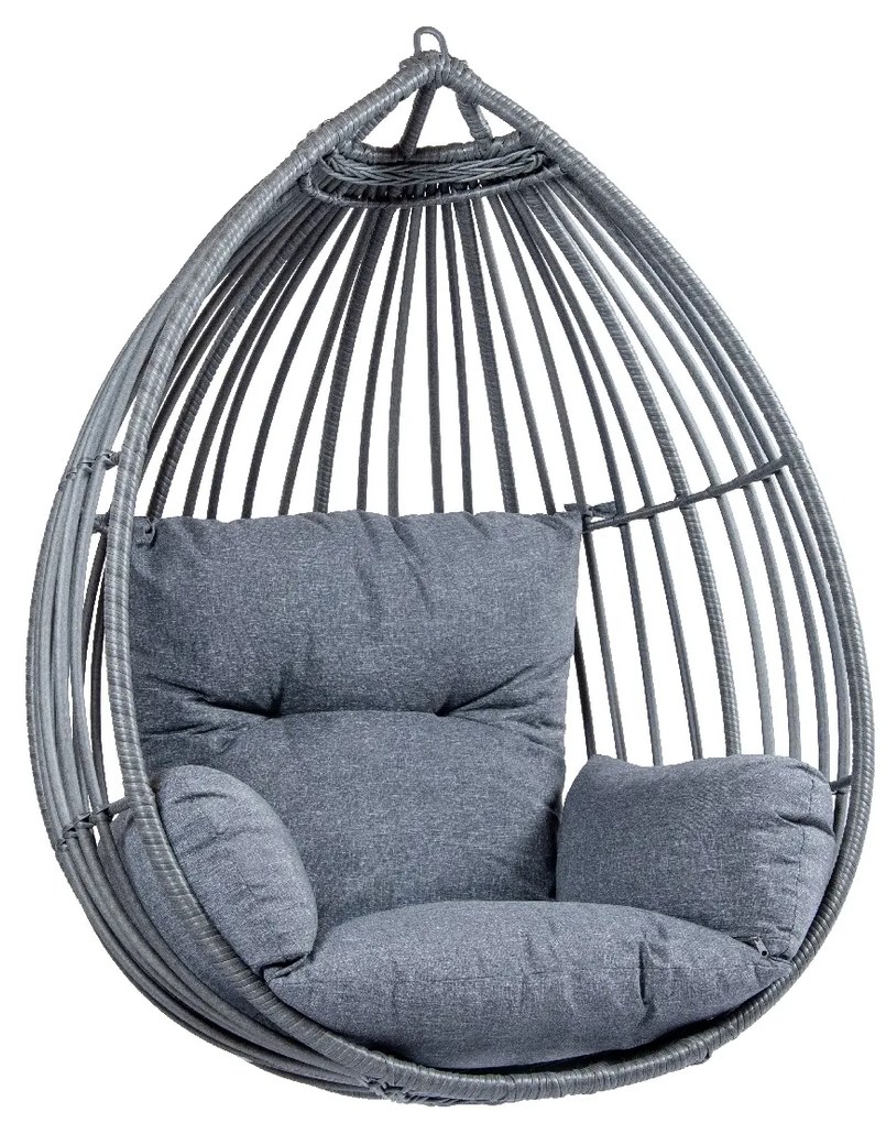 Závesné ratanové kreslo VALETA tmavosivé bez stojana