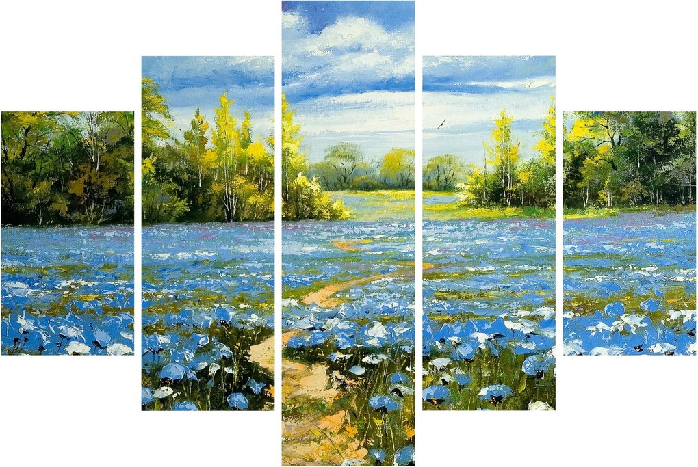 Obraz - Cestička v poli, olejomaľba (150x105 cm)