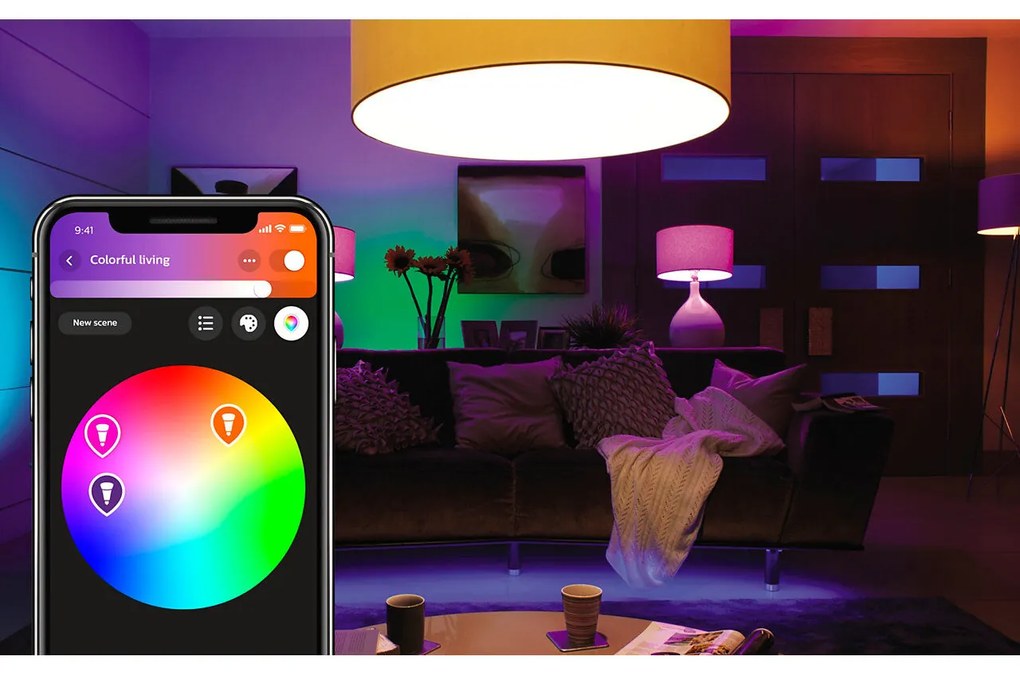 PHILIPS HUE Múdra LED stmievateľná žiarovka HUE s funkciou RGB, GU10, 4,3 W, 350lm, teplá biela-studená biela, 2