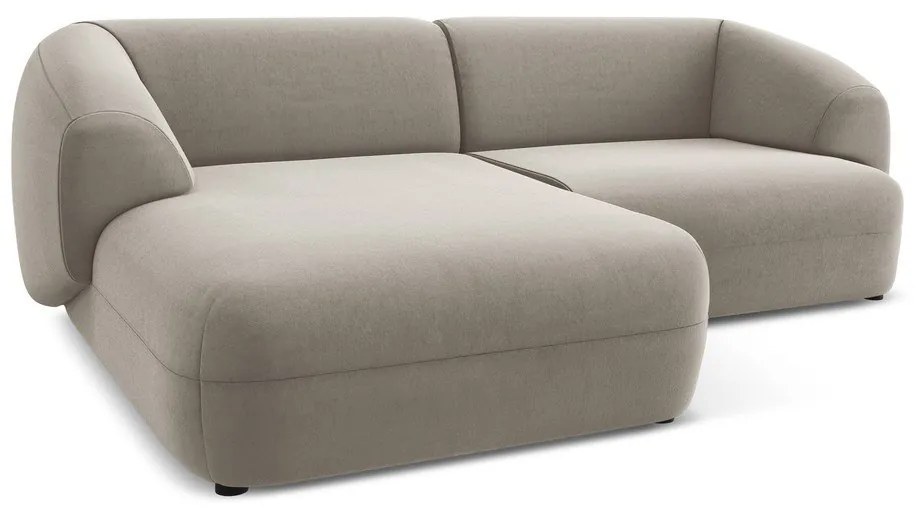 Béžová zamatová rohová pohovka (ľavý roh) Moana – Makamii