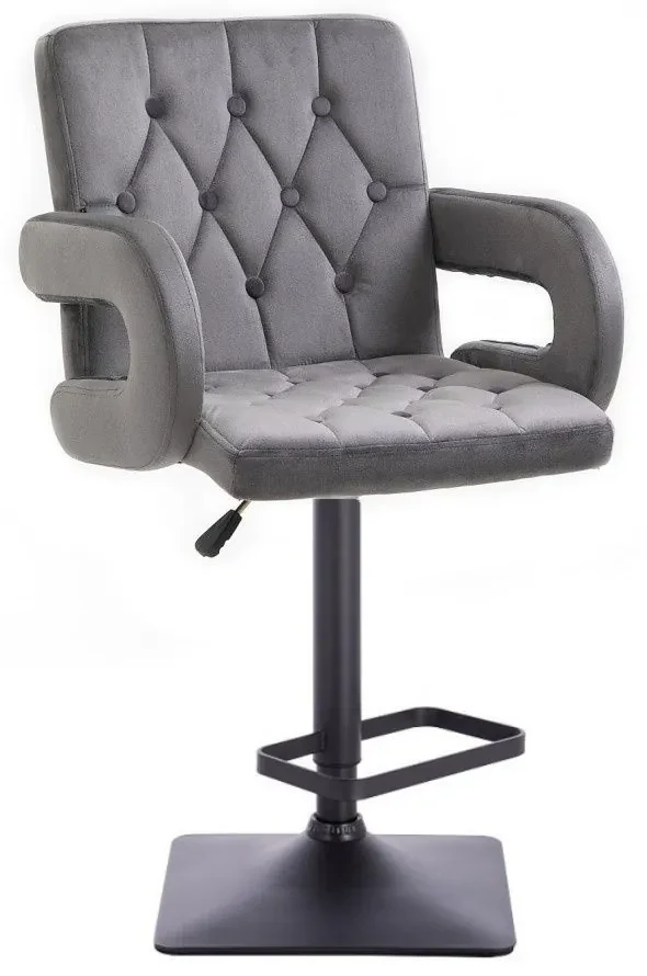 LuxuryForm DESIGN Barová stolička BOSTON VELUR na čiernej hranatej podstave - šedá