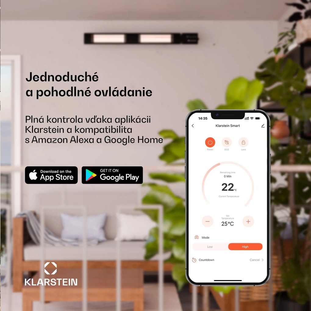 Klarstein Phantom infračervené vykurovanie na stenu | 2000 W | 15 m² | Výkonné a úzke | 84 cm x 10 cm