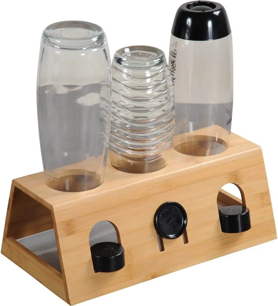 Stojan na fľaše, odkvapkávač bambusový - SODASTREAM