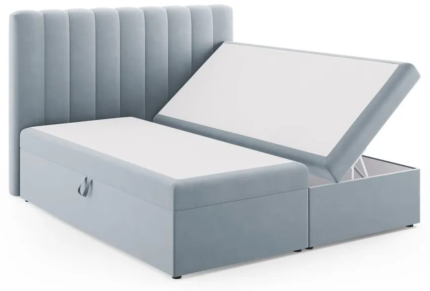 Svetlomodrá boxspring posteľ s úložným priestorom 180x200 cm Gina – Milo Casa