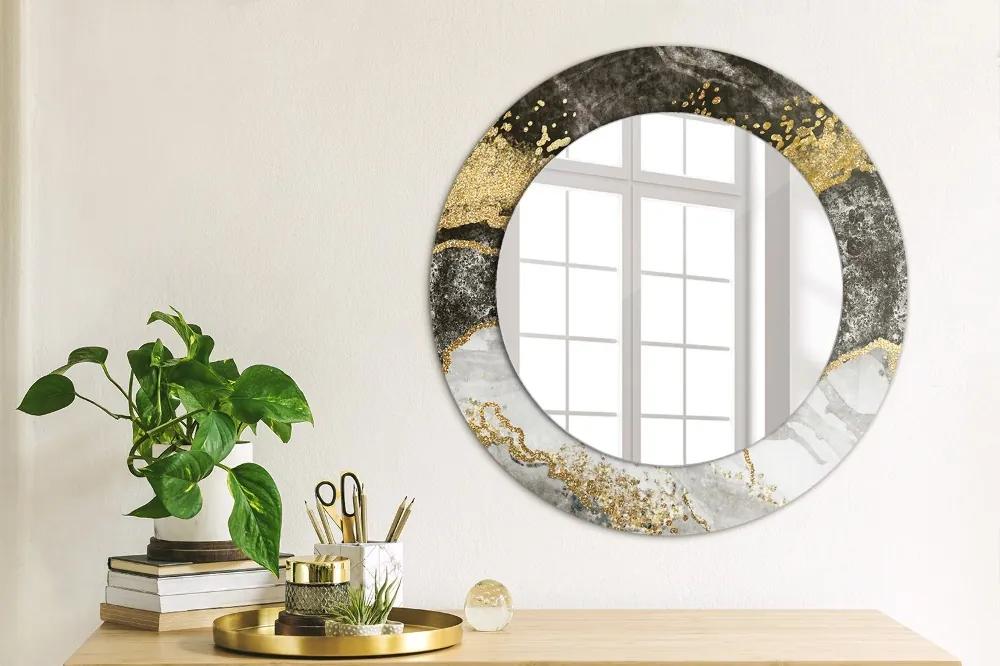 Okrúhle ozdobné zrkadlo na stenu Mramor a zlato fi 50 cm