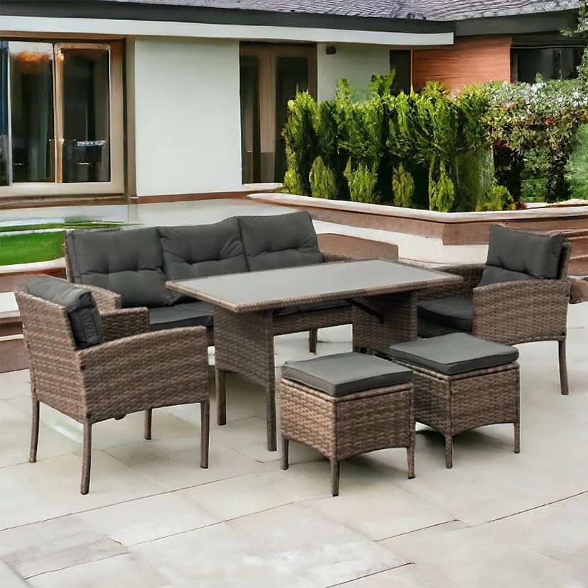 Veľká ratanová súprava v štýlovej hnedej farbe