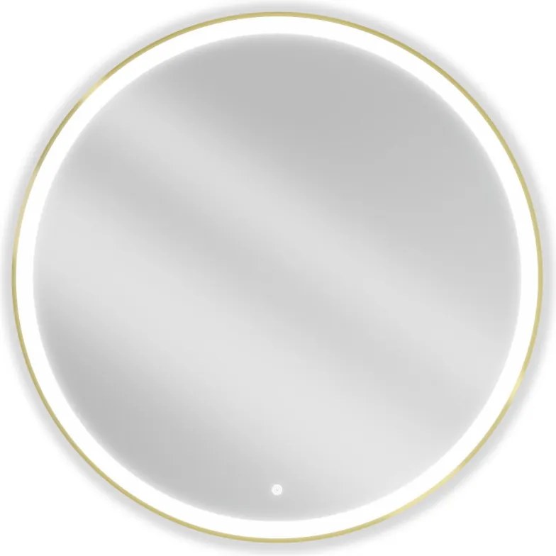 Mexen Esso podsvietené kúpeľňové zrkadlo, okrúhle 100 cm, LED 6000K, nepara, zlatý rám - 9825-100-100-611-50