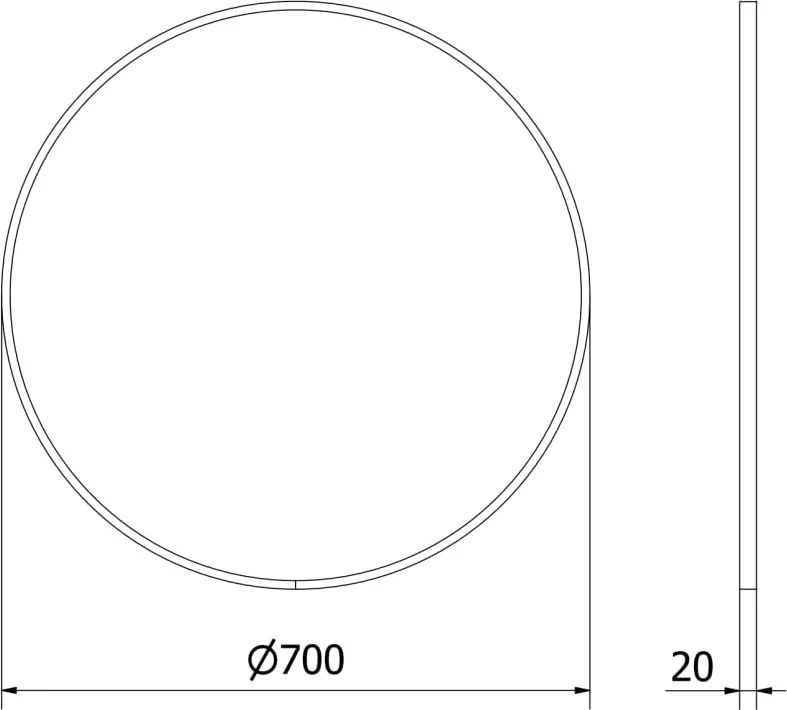 Mexen Loft kúpeľňové zrkadlo okrúhle 70 cm, čierny rám - 9850-070-070-000-70