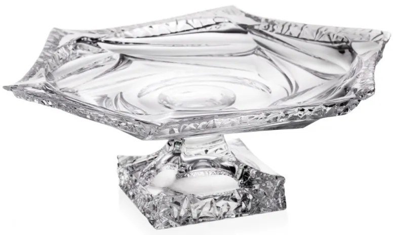 BOHEMIA TREASURY KRIŠTÁĽOVÝ PODNOS BOHEMIA FLAMENCO ICE NA NOHE 330MM
