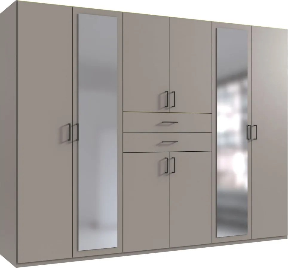 Šatníková skriňa so zrkadlami Düsseldorf, 270 cm, šedá sahara