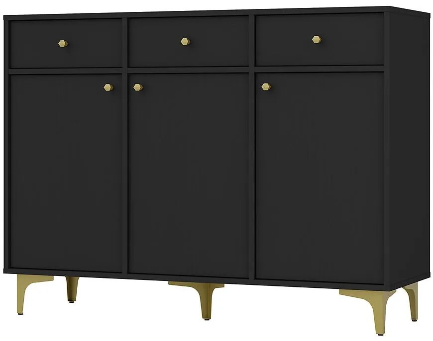 Komoda Tokyo 1  3F 3S čierny grafit 827