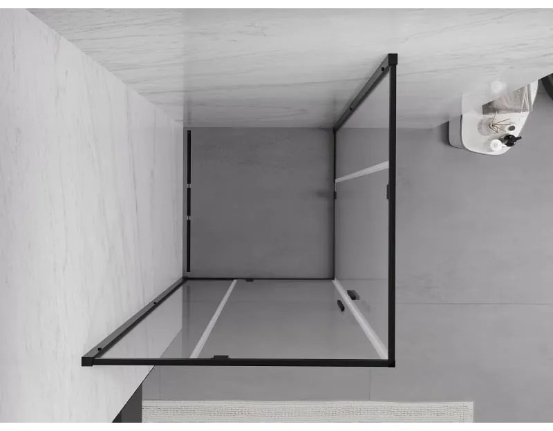 Mexen Exo, 2-krídlový sprchovací kút 100 x 100 cm, 6mm číre sklo, čierny profil, 8110-100-100-70-00