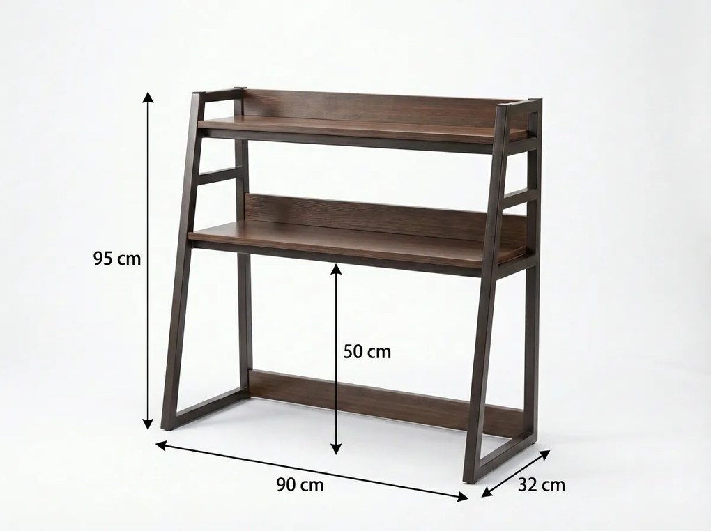Polica na stôl VERTEX 90x95 cm, čierna / dekor orech