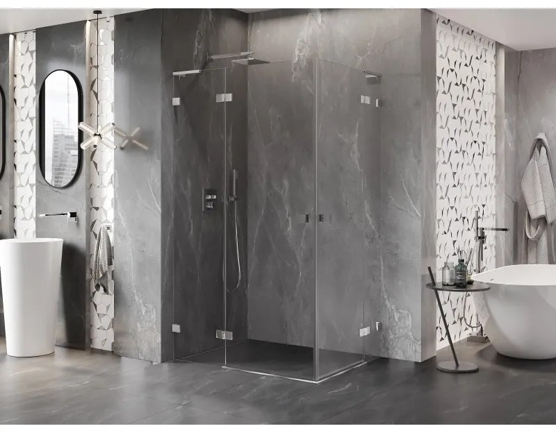 Mexen Lunar L Duo výklopný sprchový kút 95 x 70 cm, 8mm číre sklo, chrómový profil, 834L-095L-070P-01-00