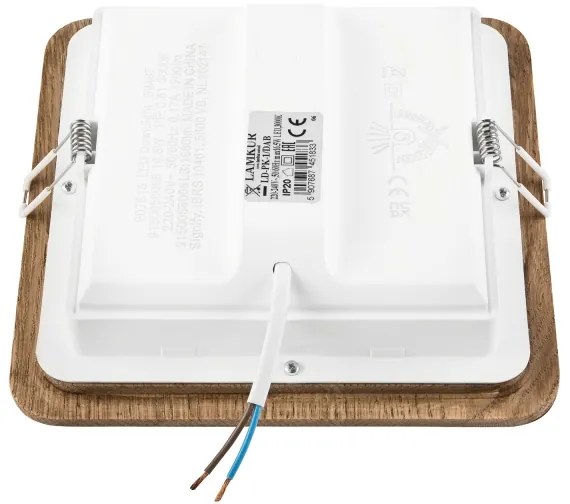 LED Podhľadové svietidlo WOODY SPOT LED/17W/230V 3000K orech 18,5x18,5 cm