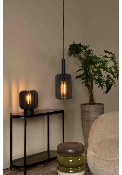 Lucide 45592/01/36 - Stolná lampa RAFAL 1xE27/40W/230V čierna/šedá