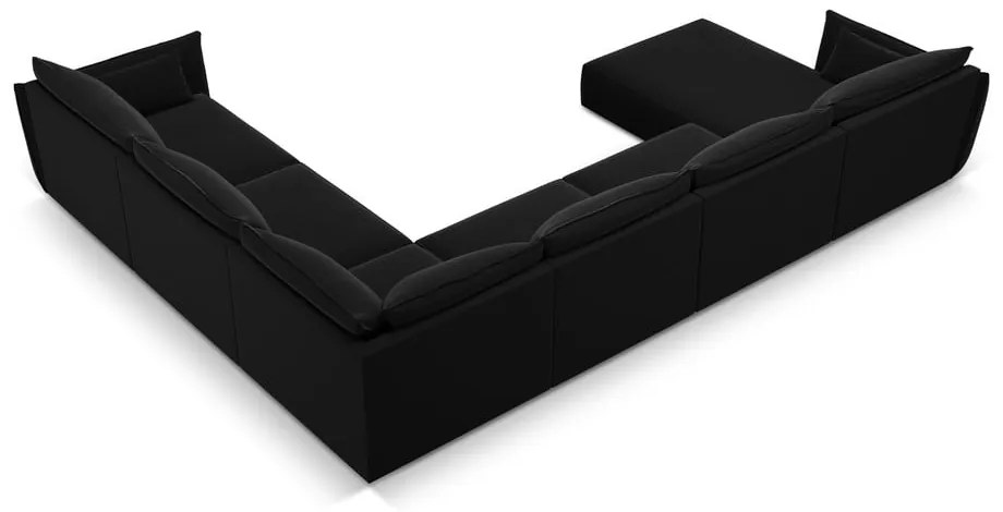 Čierna zamatová rohová pohovka (pravý roh/do "U") Vanda – Mazzini Sofas