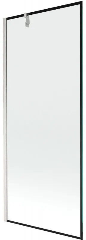 Mexen Next, 1-krídlová vaňová zástena 80 x 150 cm, 6mm číre sklo - čierny vzor, oceľová, 895-080-000-00-70-97