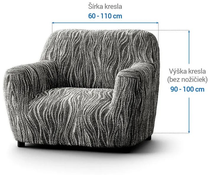 Bielastické poťahy UNIVERSO NOVÉ žíhané čiernobiele kreslo (š. 60 - 110 cm)