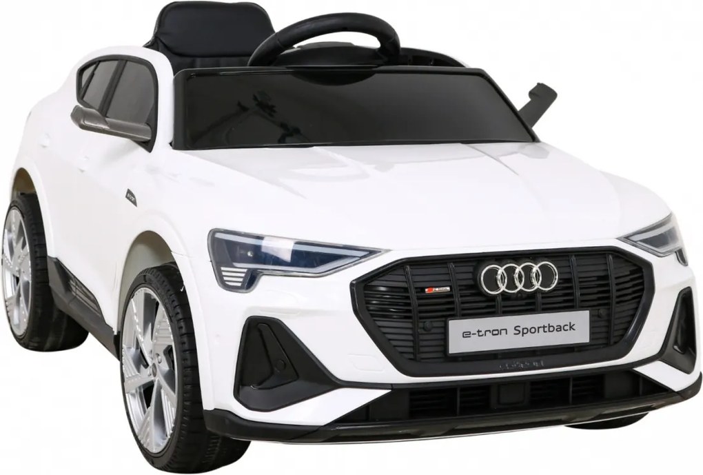 Ramiz Audi E-Tron Sportback pre deti Biela + Pilot + pohon 4x4 + pomalý štart + rádio MP3 + LED
