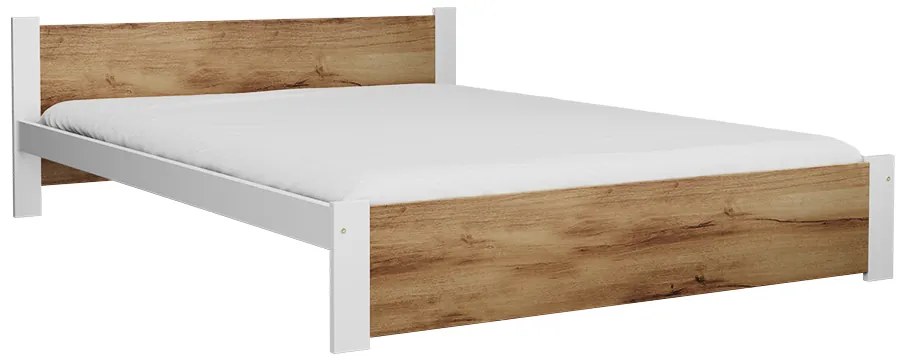 Posteľ IKAROS 180 x 200 cm, dub artisan/biela Rošt: S lamelovým roštom, Matrac: Matrac DELUXE 10 cm