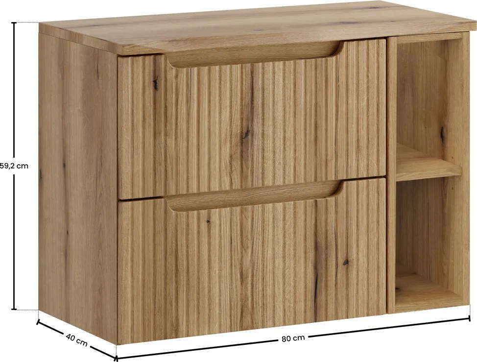 Závěsná skříňka pod umyvadlo Nova Oak Nature s deskou 80 cm dub coast evoke