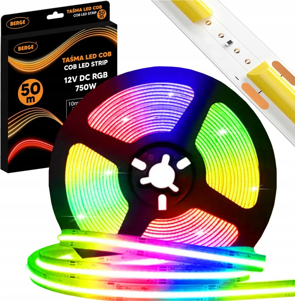 BERGE LED pásik RGB Neon COB 12V - 450D - 15W/m - IP20 - 50m