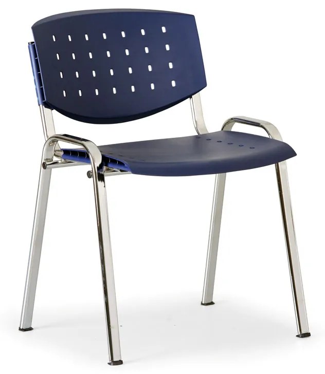 Jednacia stolička TONY, modrá, konštrukcia chrómovaná