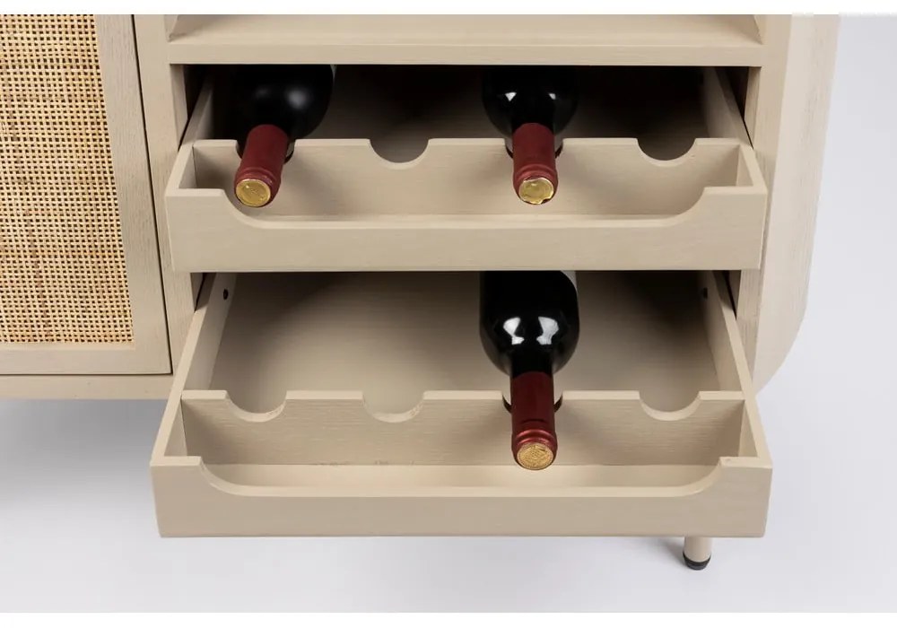 Krémová ratanová vinotéka pre 8 fliaš, 90x100 cm Amaya – White Label