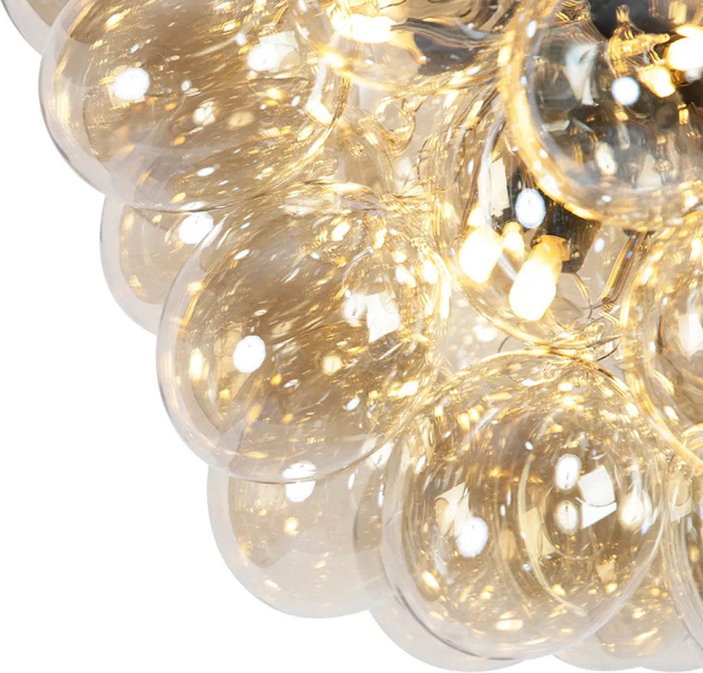 Inteligentné závesné svietidlo čierne s jantárovým sklom vrátane 8 WiFi G9 - Uvas