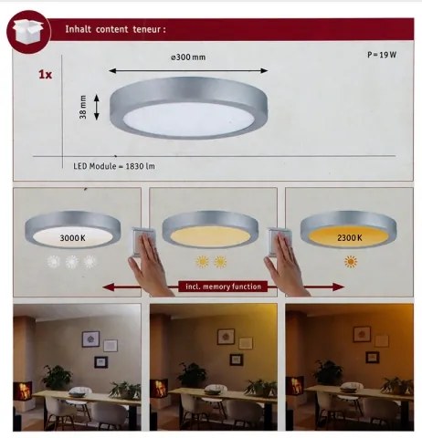 Paulmann 79798 - LED/16W Stropné svietidlo CARPO 230V 2300/2500/3000K