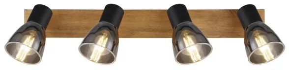 Globo 54307-4W - Bodové svietidlo CLAUDE 4xE14/40W/230V čierna/drevo