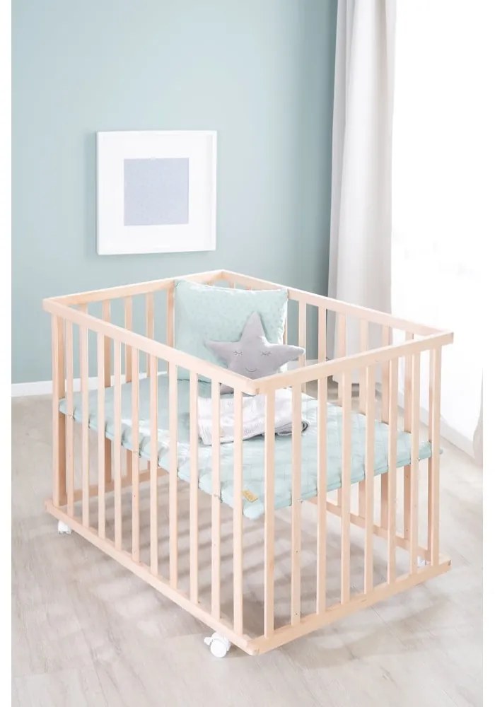 Detská ohrádka s nastaviteľnou výškou/na kolieskach 75x100 cm v prírodnej farbe Style – Roba