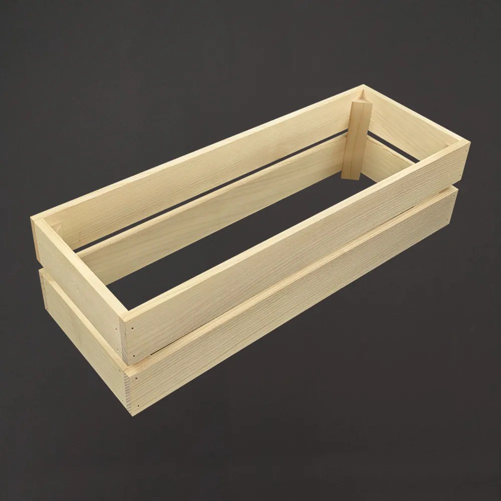 AMADEA Drevený prírodný obal s truhlíkom, 51,1x19,6x15cm, český výrobok